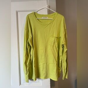 Free People We the Free Fade Into You long-sleeve tee, large, citron silk, EUC